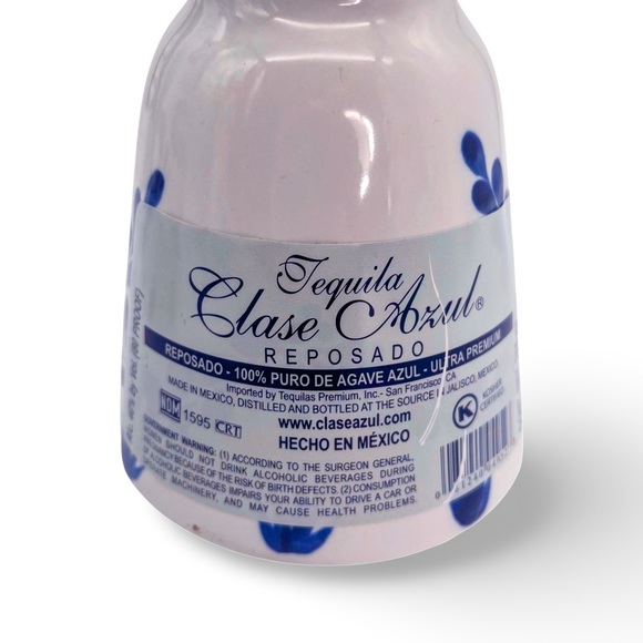 Clase Azul Reposado 375 ml tequila bottle.  Blue White Hand Painted Mexican - Picture 4 of 6